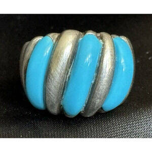 Ted Ott Navajo Sterling Silver & Turquoise Inlay Ring Size 5.75 Native American